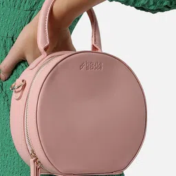 HAUTE SAUCE Pink PU Bowling Handheld Bag with Tasselled Detail image 5