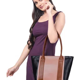 Toteteca Colourblocked PU Oversized Shopper Tote Bag image 2