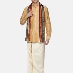 Sethukrishna Men Cream-Coloured Solid Art Silk Dhoti-picture-33