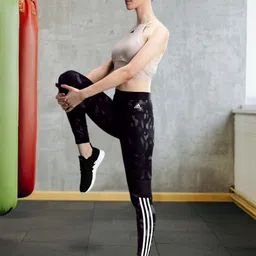 ADIDAS Women Black & Charcoal Grey Hyperglam All over Print 7/8th Tights-picture-19