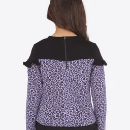 CUTECUMBER Purple Animal Printed Top with Bow image 3