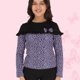 CUTECUMBER Purple Animal Printed Top with Bow image 4