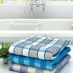 Athom Trendz Pack Of 3 Checked Pure Cotton 210 GSM Bath Towel image 1