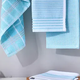 Home Centre Colour Refresh Blue 4 Pcs Cotton Kitchen Towels-image-39
