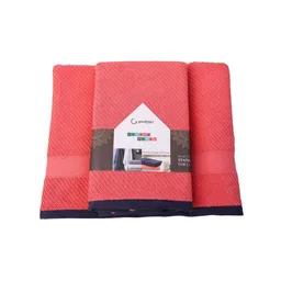 GOODMAN GLOBUS Peach-Coloured & Black 1 Striped Cotton 600 GSM Bath Towel-picture-36