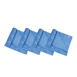 Black Gold Pack of 4 Blue Printed 400 GSM Bath Towels image 5
