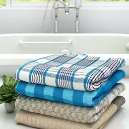 athom trendz Athome by Nilkamal Set Of 4 Checked Cotton 210 GSM Bath Towels image 5