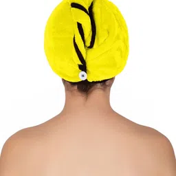 Softspun Microfiber Yellow & Black Anti-Bacterial 300 GSM Hair Drying Wrap Towel image 5