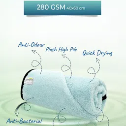 Softspun Microfiber Blue & Black 2 Pieces 300 GSM Anti-Bacterial Soft & Plush Bath Towels image 3