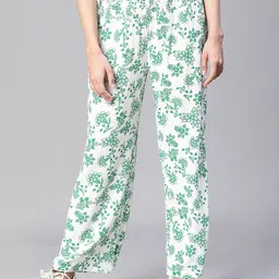 Oxolloxo Women Floral Printed High-Rise Relaxed Loose Fit Easy Wash Trousers-image-37