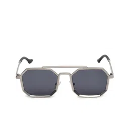 Mast & Harbour Men Black Lens & Silver-Toned Sunglasses With UV Protected Lens image 5