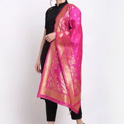 SOUNDARYA Woven Design Cotton Silk Dupatta with Zari image 4