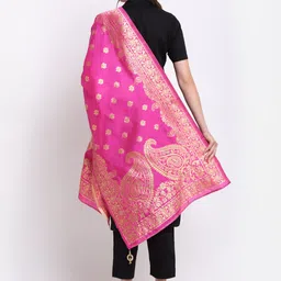 SOUNDARYA Woven Design Cotton Silk Dupatta with Zari image 3