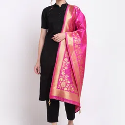 SOUNDARYA Woven Design Cotton Silk Dupatta with Zari image 5