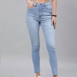 Roadster Women Blue Skinny Fit High-Rise Clean Look Stretchable Cropped Jeans-image-30