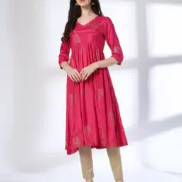 avaasa mix n' match Women Foil Print Flared Kurta-picture-20