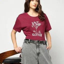 yousta Women Graphic Print Regular Fit Crew-Neck T-Shirt-picture-52