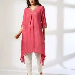 avaasa mix n' match Women Embroidered A-Line Asymmetric Kurta-picture-25