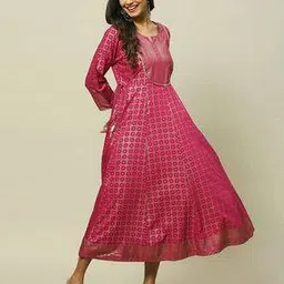 rangriti Women Foil Print Fit & Flare Dress-picture-41