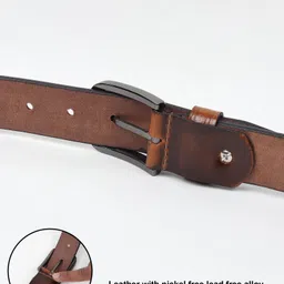 roadster Men Formal Brown Genuine Leather Belt image 4
