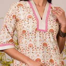 Libas Floral Printed Regular Chanderi Silk Kurta With Palazzos image 2