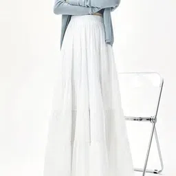 rudraansh fashion Women Solid Flared White Skirt image 2