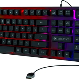 ZEBRONICS Transformer K1 Wired USB Standard Desktop Keyboard Compatible with Desktop, Laptop, Mac 104 Keys, Multi-Color LED, 1.7m Braided Cable,� All Keys Enable/Disable Function-image-126