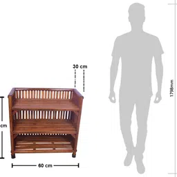 evra Wood, Bamboo,Cane Book shelf chappal stand,Bookshelf for office,multipurpose use Bamboo Semi-Open Book Shelf image 4