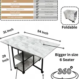 royalthum Folding Kitchen Counter Table | Multi-Purpose Dining, Study, Ironing & Party Wooden Kitchen Trolley image 3