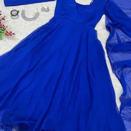 dri enterprise Solid Georgette Stitched Anarkali Gown-picture-18