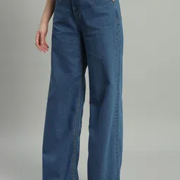 roadster Women Flared High Rise Blue Jeans image 3