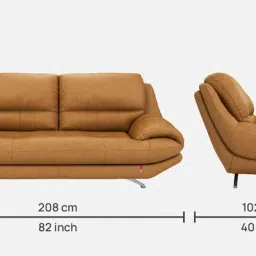 durian Clarkson Leatherette 3 Seater Sofa in Camel Brown Colour image 2