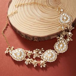 Zaveri Pearls Women Gold-Toned Artificial Stone Studded Matha Patti-picture-48