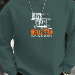 kajaru Men Printed Round Neck Light Green Sweater image 1