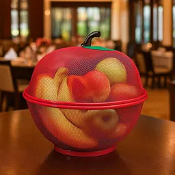 Apple Shape Fruits & q Vegetables Basket for Kitchen With Net Cover Stainless Steel Fruit & Vegetable Basket-image-8