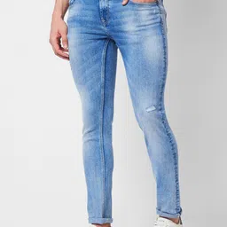 SPYKAR Men Skinny Fit Low-Rise Low Distressed Heavy Fade Cotton Stretchable Jeans image 2