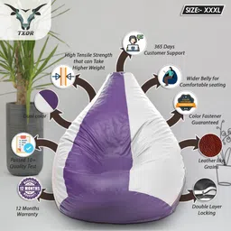 txor XXXL Premium Leatherette Classic Teardrop Bean Bag With Bean Filling image 2