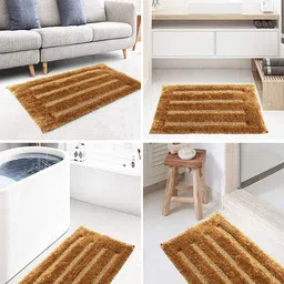 LUXEHOME INTERNATIONAL Classic Brown Textured 2400 GSM Microfibre Rectangular Bath Mat-picture-17