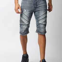 WAIMEA Men Blue Slim Fit High-Rise Denim Shorts-picture-30