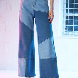 SASSAFRAS Women Blue Straight Fit High-Rise Stretchable Jeans-image-99