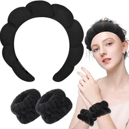 inohiv Face Wash Headband Wristband Combo, Hairband for Women, Super Water Absorbent Makeup Headband-picture-25