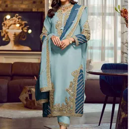 heer fashion Unstitched Georgette Salwar Suit Material Embroidered-picture-16