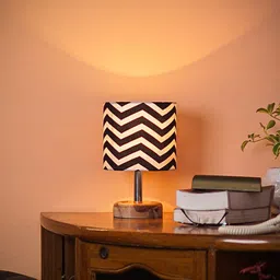 Pinecraft INTERNATIONAL Black & White Edra Table Lamp with Cotton Shade image 3