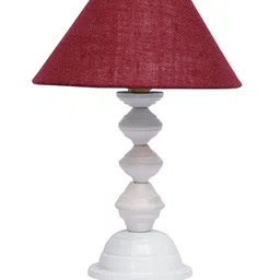 foziq White & Maroon Textured Table Lamp image 3