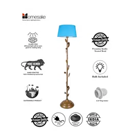 Homesake Turquoise Blue & Gold-Toned Frustum Shaped Contemporary Floor Lamp & With Bulb image 4