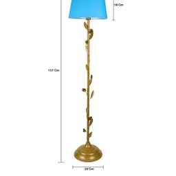 Homesake Turquoise Blue & Gold-Toned Frustum Shaped Contemporary Floor Lamp & With Bulb image 2