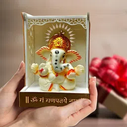 solobolo Ganesh Idol with Acrylic Mandir for Car Dashboard, Pooja Room, & Office Desk Decorative Showpiece - 9.6 cm-picture-22