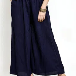 fashion crownz Women Regular Fit Dark Blue Cotton Blend Trousers-picture-11