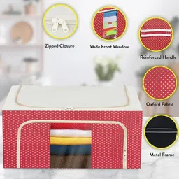 E Solutions Steel frame Double Opening WARDROBE ORGANISER/LIVING BOX-707(44LITERS)multicolor Poly-canvas Laundry Bag-picture-11