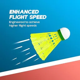 aspaura Nylon Shuttlecock | Stable Flight & Fast Recovery (Yellow, Pack of 6) Nylon Shuttle - Yellow image 3